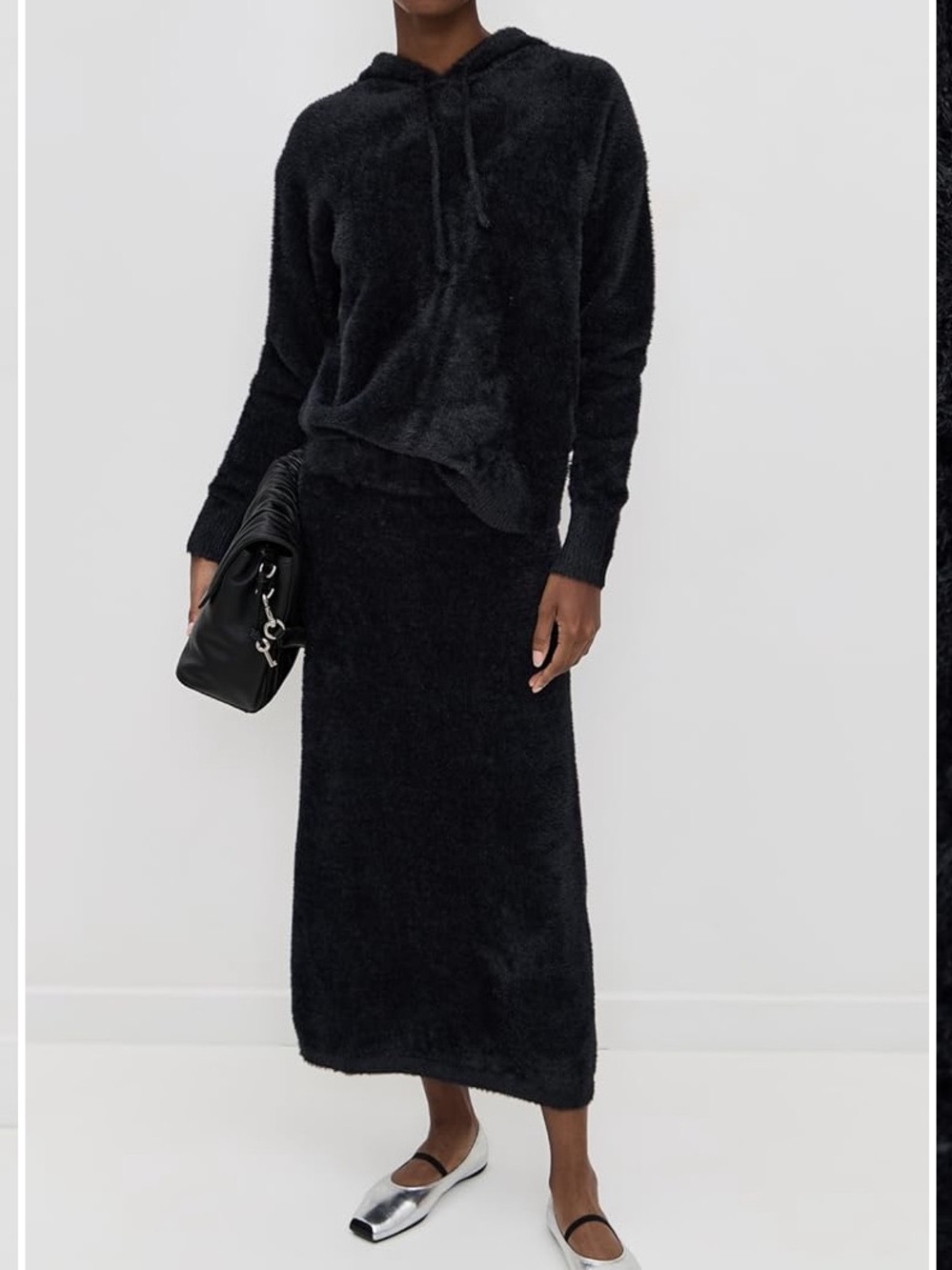 Le Bop Fuzzy Midi Skirt size Medium Black - Picture 3 of 7